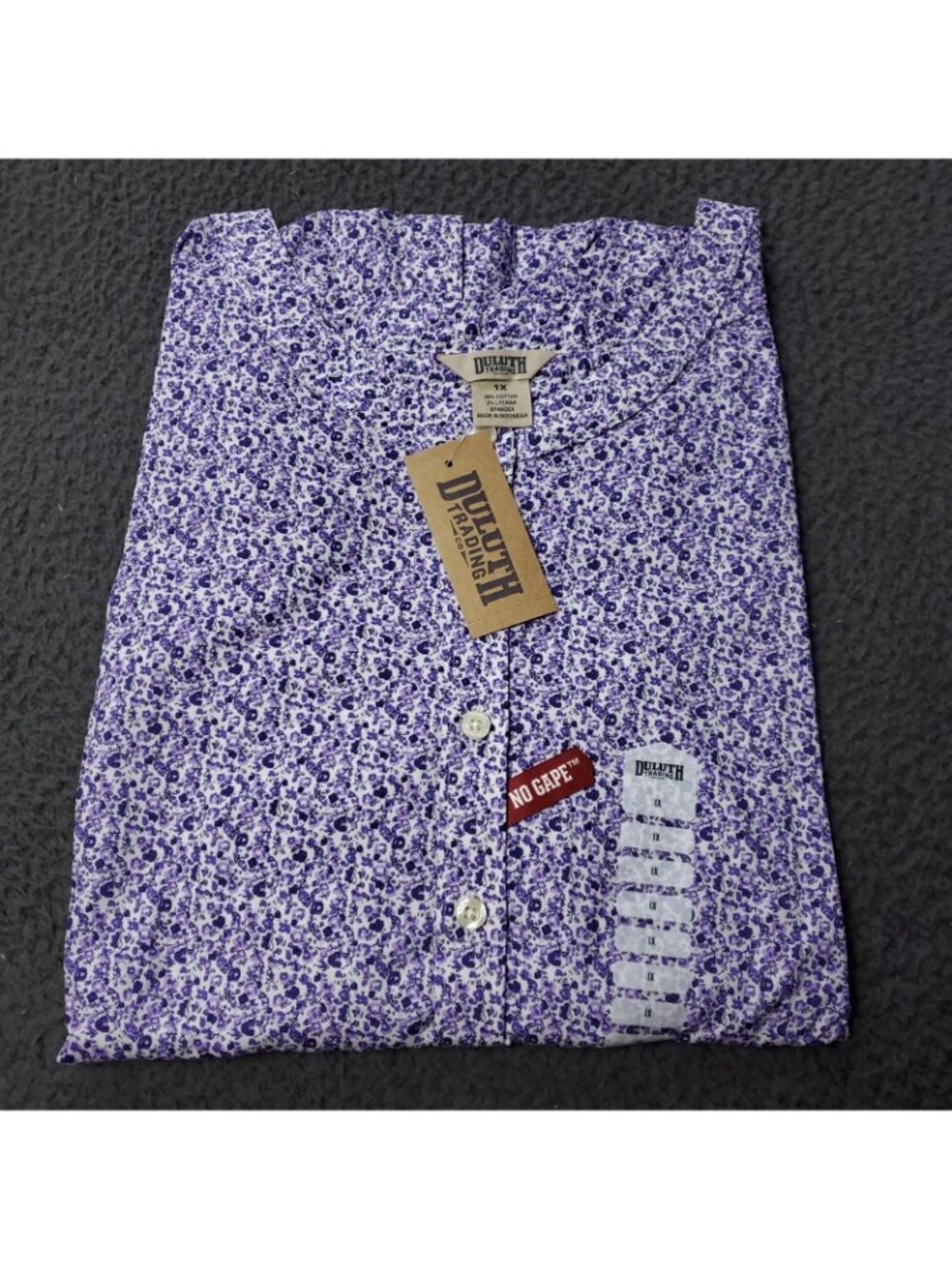 Duluth Trading Tunic Womens 1X Plus Size Wrinklefighter Button Shirt Floral